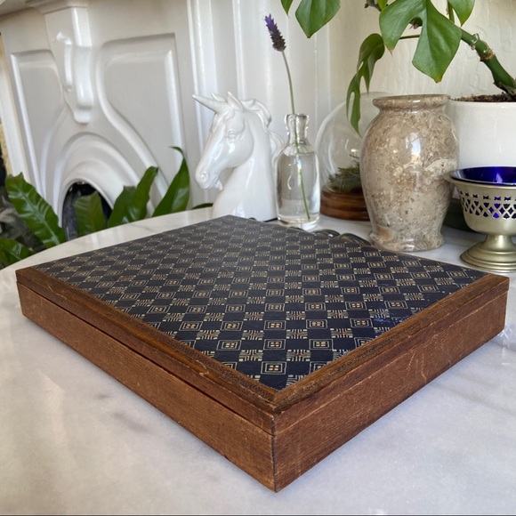 Vintage Other - VINTAGE • Wooden Box Paper Organizer Handmade Letterbox Desk Trinket Box